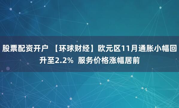 股票配资开户 【环球财经】欧元区11月通胀小幅回升至2.2% 服务价格涨幅居前