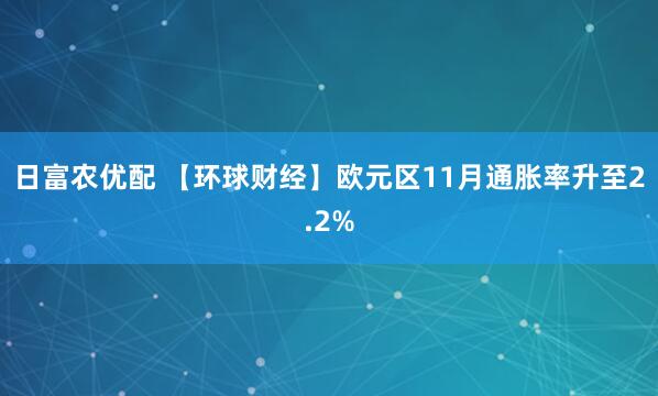 日富农优配 【环球财经】欧元区11月通胀率升至2.2%